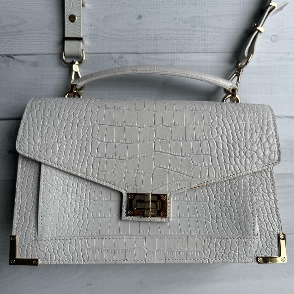 The Kooples Emily Crocodile-Effect Bag in White - Picture 2 of 7